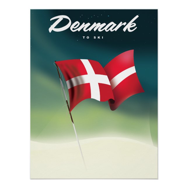 Danemark "À skier" poster Voyage (Devant)