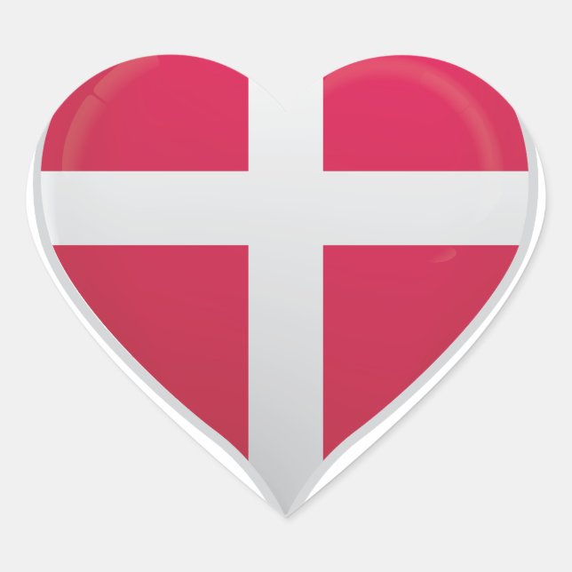 Danemark amour drapeau orgueil autocollant coeur (Devant)
