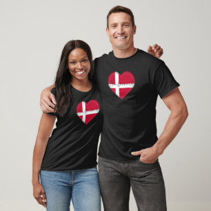 Danemark Drapeau Couleurs Coeur T-shirt