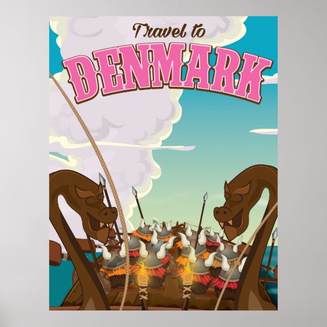 Danemark Vikings humoristique affiche de voyage (Devant)
