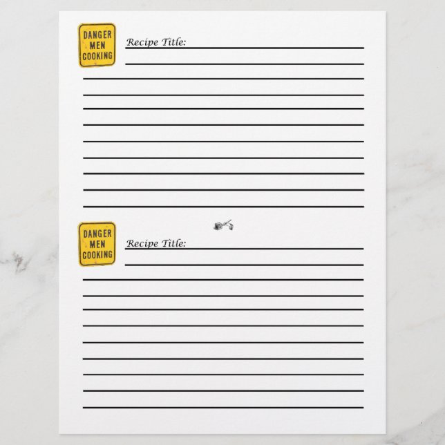 Danger : Carte de recette Cuisine pour hommes (Devant)