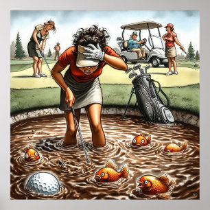 Danger d'Eau - Impression d'Art de Golf