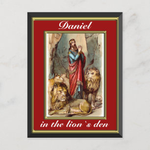 Daniel aux lions den carte postale rouge et or
