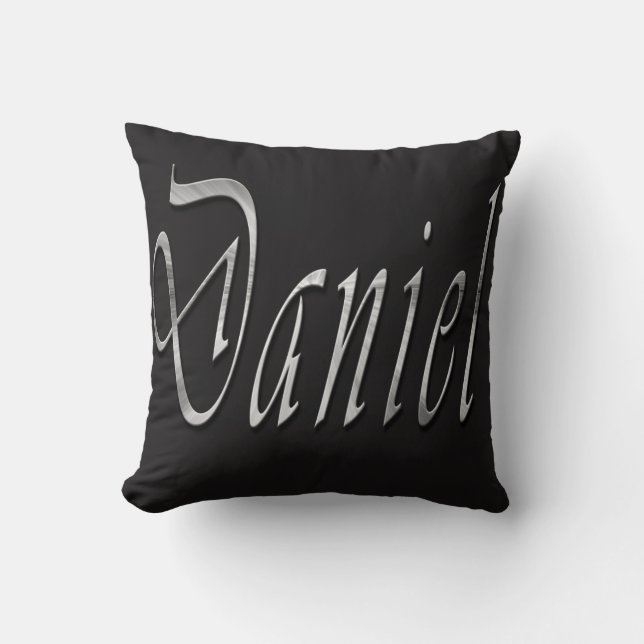 Daniel, Nom, Logo, Coussin à Thon Noir (Recto)