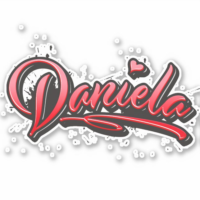 Daniela red Heart Graffiti Autocollant Sticker (Devant)
