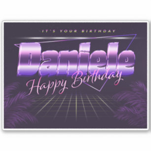 Daniele Prénom lila retro Sticker