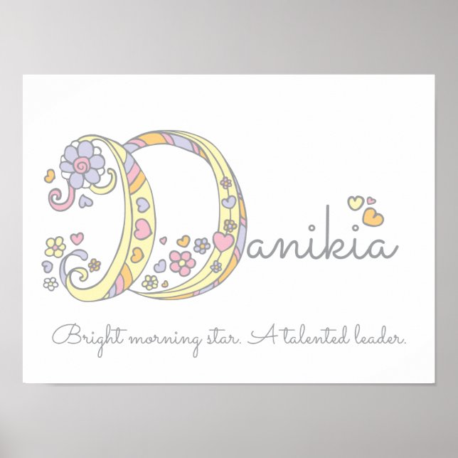 Danikia affiche décorative de nom et de sens (Devant)