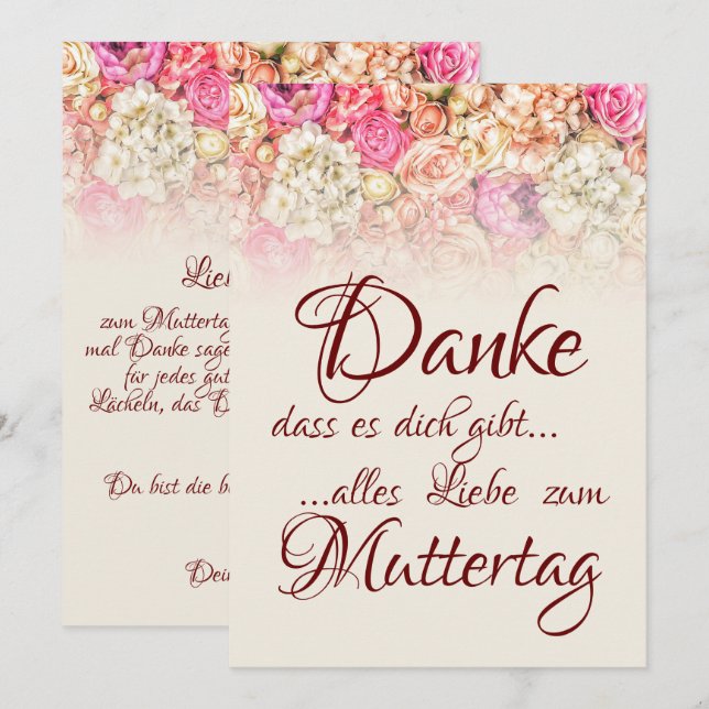 Danke, dass es dich gibt - Muttertag (Devant / Derrière)