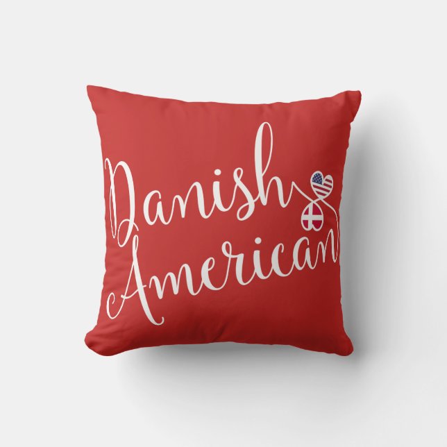 Danois Américain Coeurs Enmêlés Jeter Coussin (Recto)