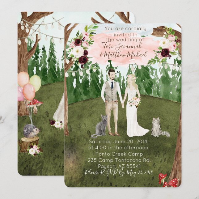 Dans La Faire-part de mariage Forestière - Avec Ch (Devant / Derrière)