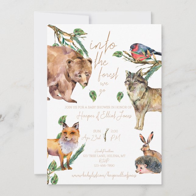 Dans La Forêt Nous Allons | INVITATION BABY SHOWER (Devant)