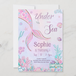 Dans la mer Invitation Anniversaire Sirène Invitat