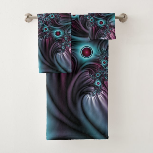 Dans la profondeur Bleu rose Abstrait Fractal Art (En situation)