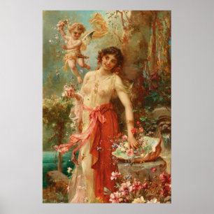Dans le jardin aux fleurs de Hans Zatzka - affiche