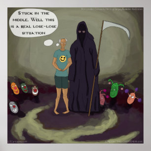 Dans Le Milieu Drôle Grim Reaper & Poster Clown