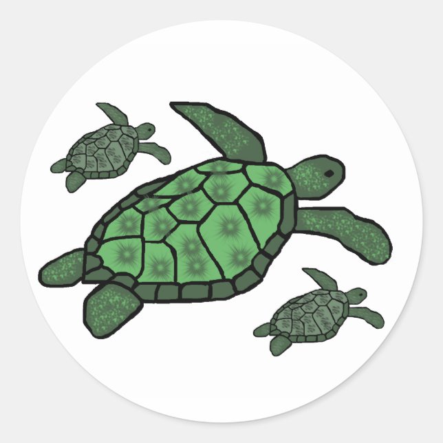 Dans les autocollants de tortues de mer triples (Devant)