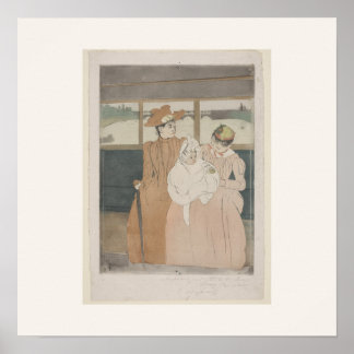 Dans l'Omnibus par Mary Cassatt - Affiche carrée