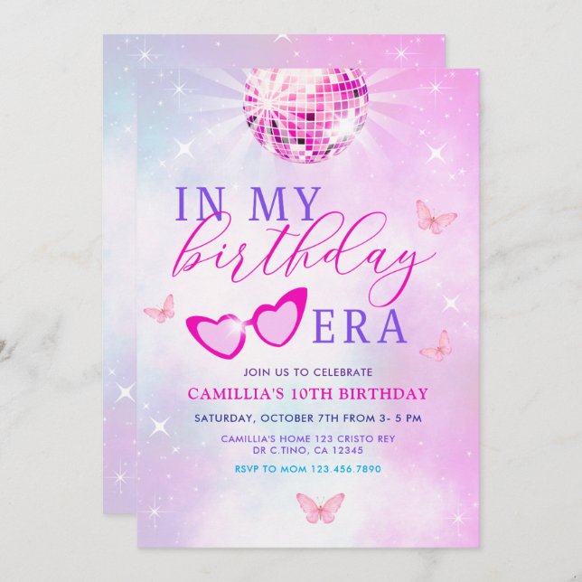 Dans Mon Invitation À L'Ère D'Anniversaire (Devant / Derrière)