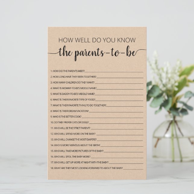 Dans quelle mesure connaissez-vous la Baby Shower  (Debout devant)