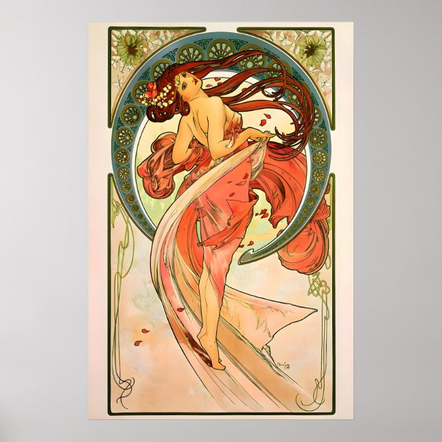 Danse 1898 AFFICHE IMPRIMÉE A5-A1 Alphonse Mucha (Devant)
