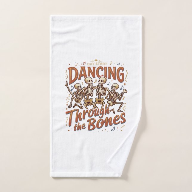 Danse à travers les squelettes d'Halloween musique (Serviette à main)