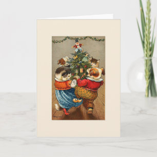 Danse autour de la carte de Noël d'arbre de Noël