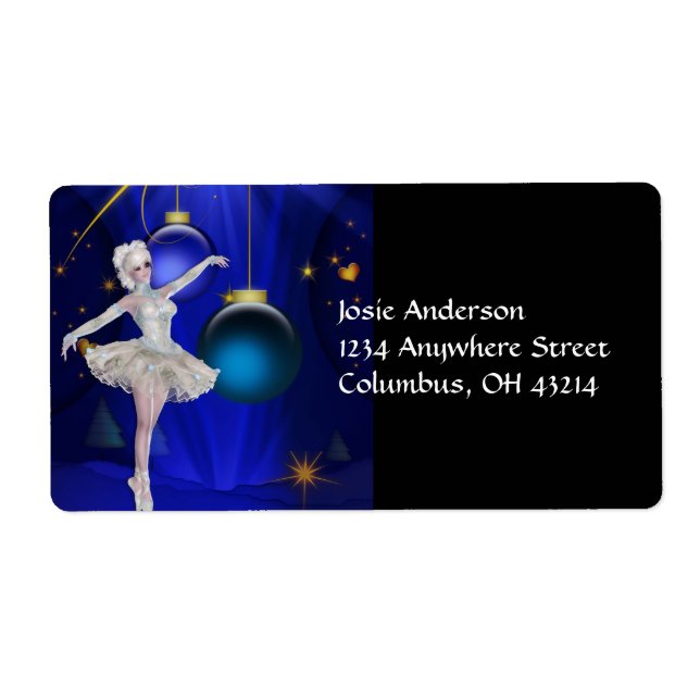 Danse Ballerina 2b Étiquettes de adresse de Noël (Devant)