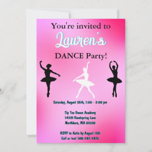 Danse Ballerina Anniversaire Fête Invitation