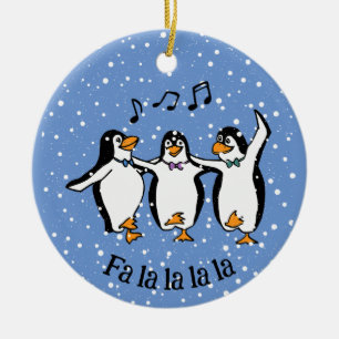 Danse Chanter Penguins Design Ornement en céramiqu