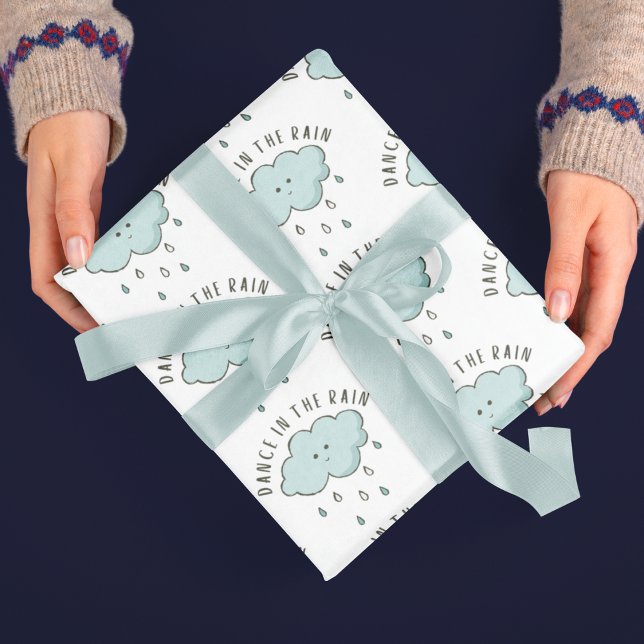 Danse Dans Les Feuilles De Papier D'Enveloppement  (Encourage positivity with these cute, "Dance in the rain" wrapping paper sheets! )