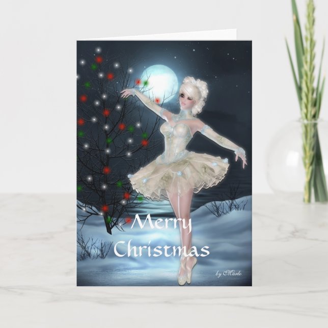 Danse de ballerine dans la carte de Noël de clair (Devant)