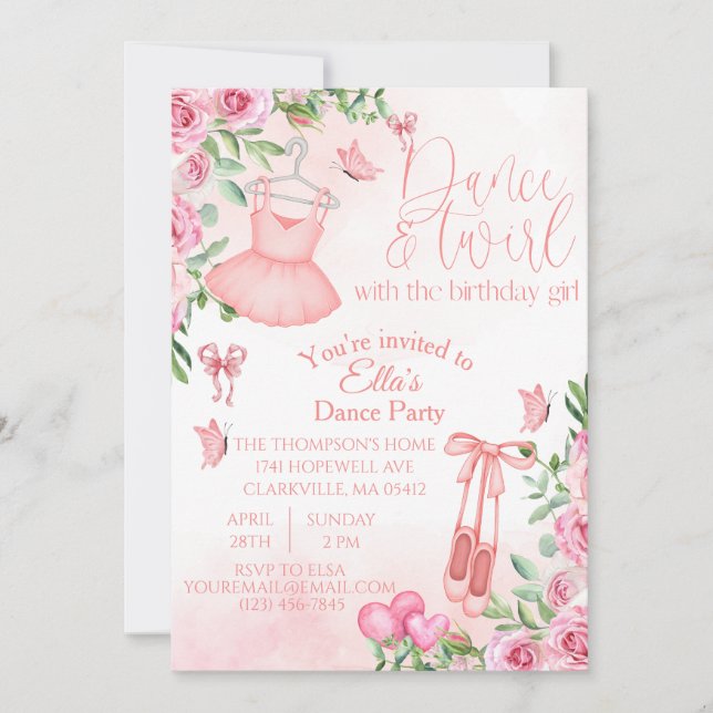 Danse et tourbillon Invitation d'anniversaire (Devant)