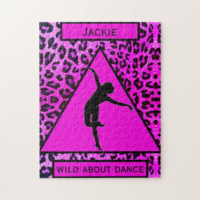 Danse - Fou de danse léopard rose Puzzle (Vertical)