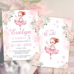 Danse rose mignonne invitation fille anniversaire