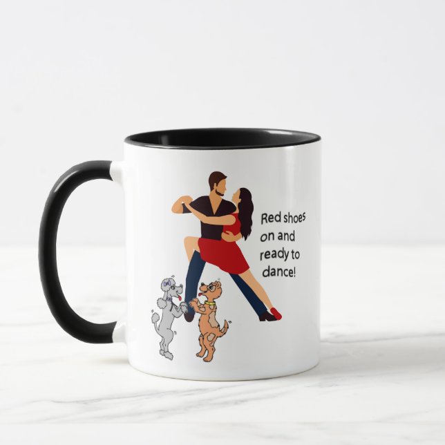 Danser Couple Tango Et Danser Chiens Café Mug (Gauche)