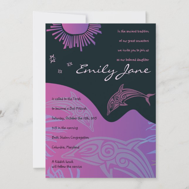 DANSER DANSER Bat mitzvah Invitation en rose (Devant)