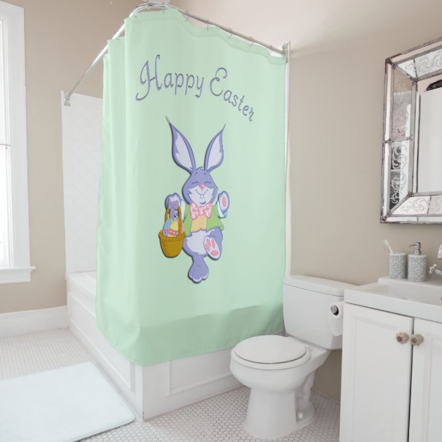 Danser Purple Lapin Pâques Monnaie Douche Rideau (En situation)