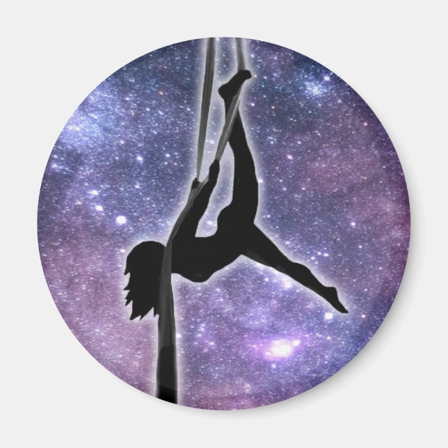 Danseur de soie aérienne Silhouette Galaxy Magnet (Devant)