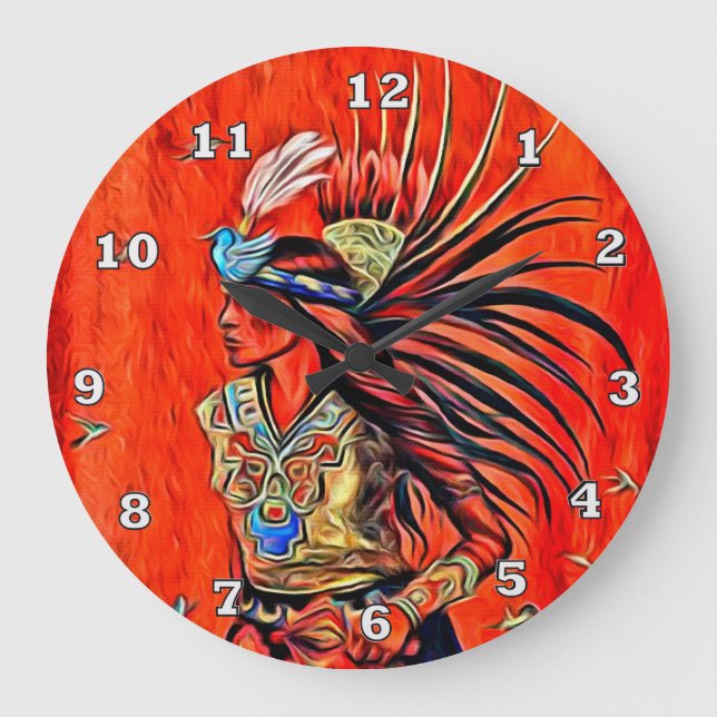 Danseur d'oiseaux aztèque Horloge amérindienne (Recto)