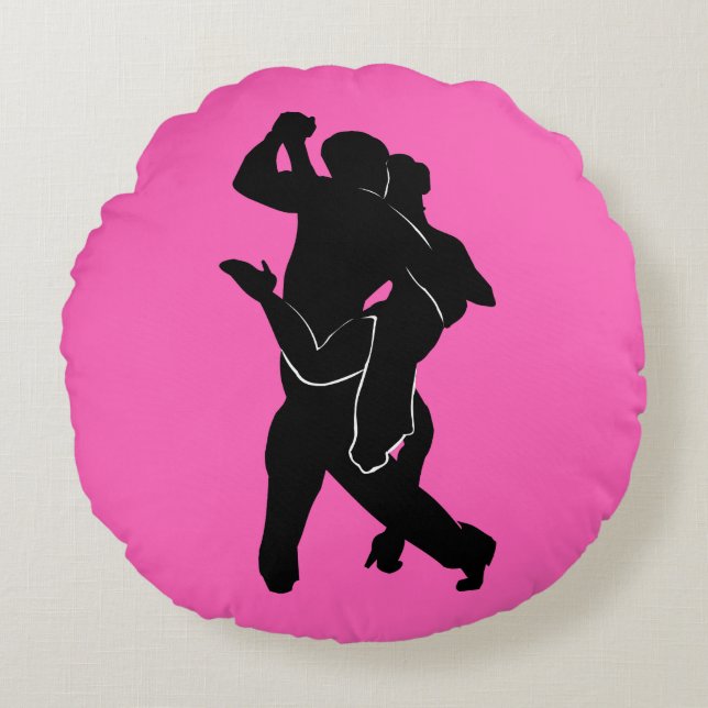 Danseurs Couple Coussin rond rose - Vos couleurs (Devant)