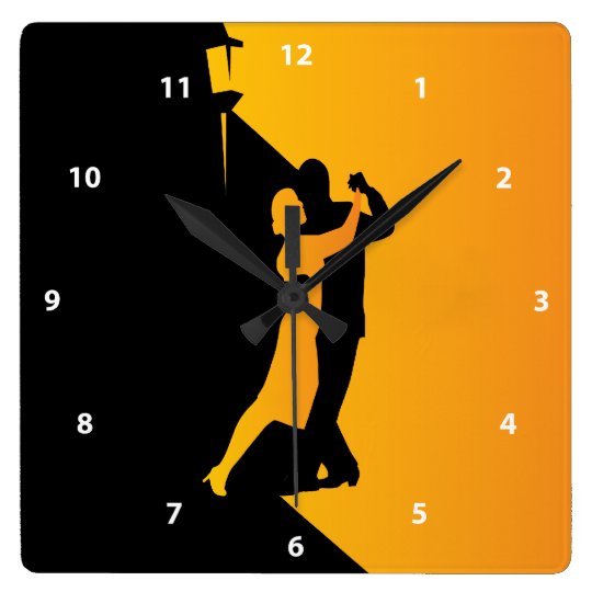 Danseurs de silhouette de tango horloge carrée
