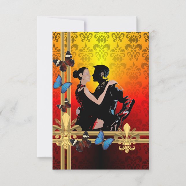 Danseurs de tango romantiques sur damask (Devant)