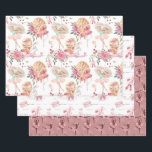 Danseuse de ballet rose Envelopper les feuilles de<br><div class="desc">Un Adorable Groupement Rose De Florales Roses et Ballet Rose Feuilles de Papier À Thème Enveloppement</div>