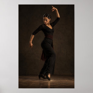 Danseuse de flamenco en noir Art mural de danse dr