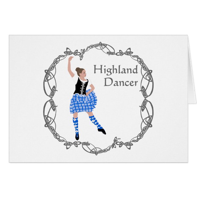 Danseuse des Highlands écossais Nœud celtique Bleu (Devant horizontal)