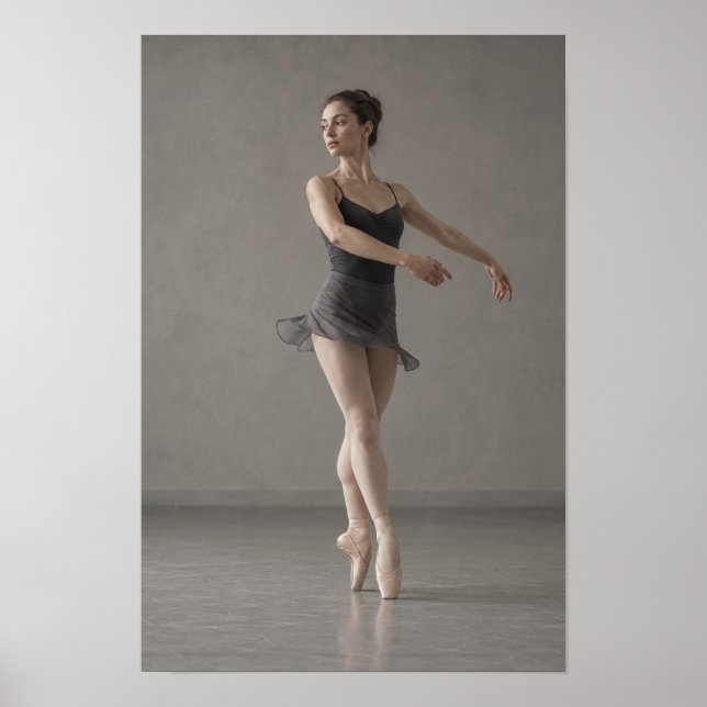 Danseuse en robe noire en pointe Art mural (Devant)