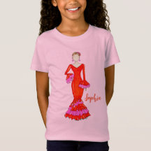 Danseuse flamenco avec robe orange T-shirt