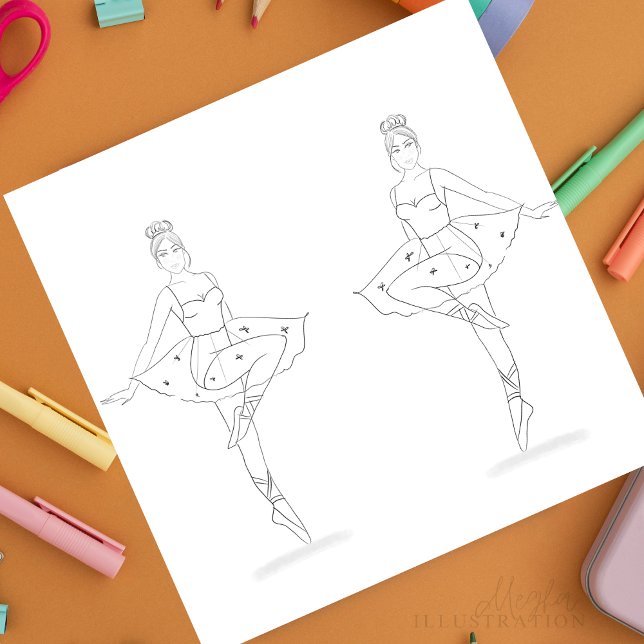 danseuse, page de coloration relaxante (Créateur téléchargé)