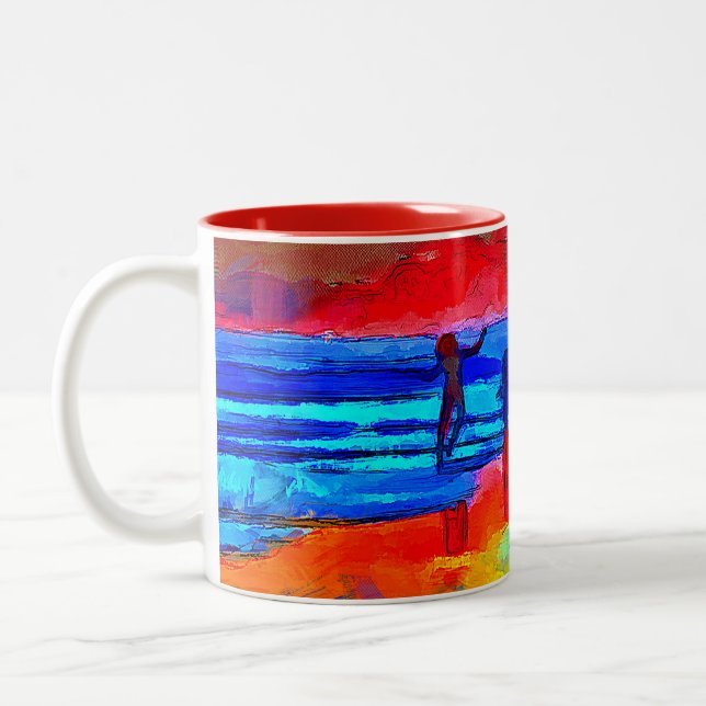 Danseuse Sunset Beach en couleurs primaires Mug ca (Gauche)