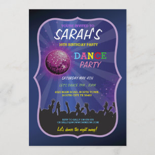 DANSEZ FLUX INVITATION DISCO BALL DE L'ANNIVERSAIR
